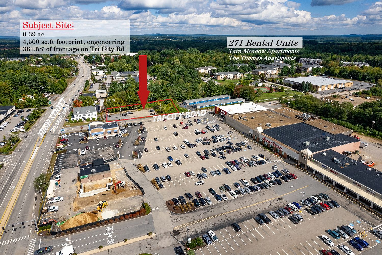 Development Site Pre-approved for 4,500 SqFt building footprint : 472 "B" High Street & Tri-City Road, Somersworth, NH 03878